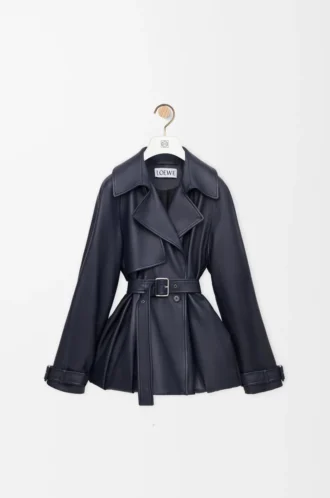 Chaqueta de piel de cordero napa azul marino