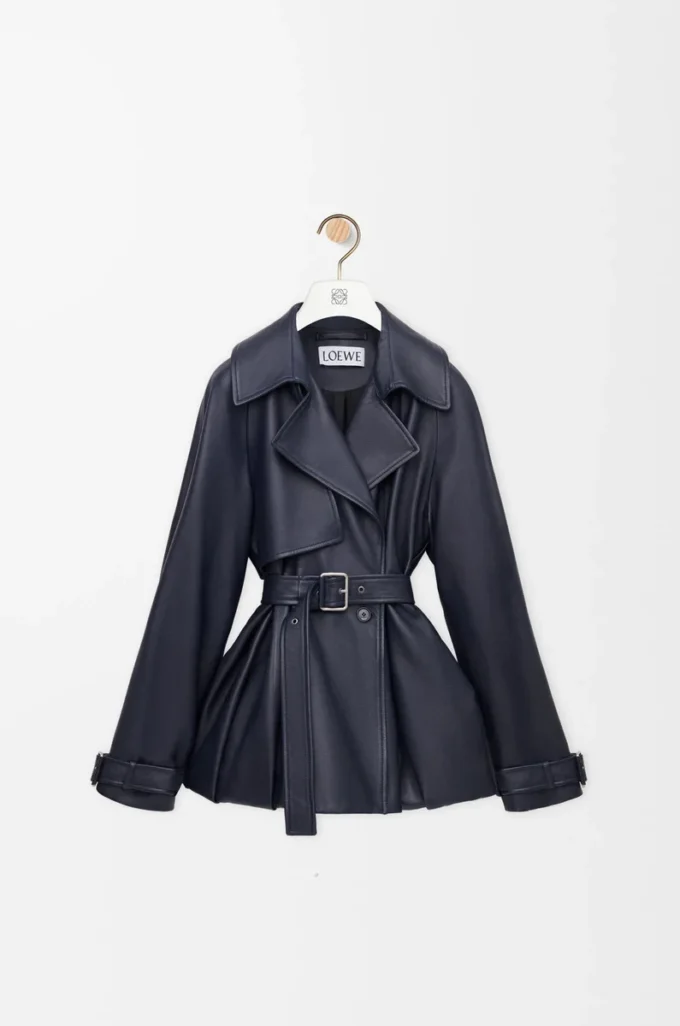 Chaqueta de piel de cordero napa azul marino Chaqueta de piel de cordero napa azul marino