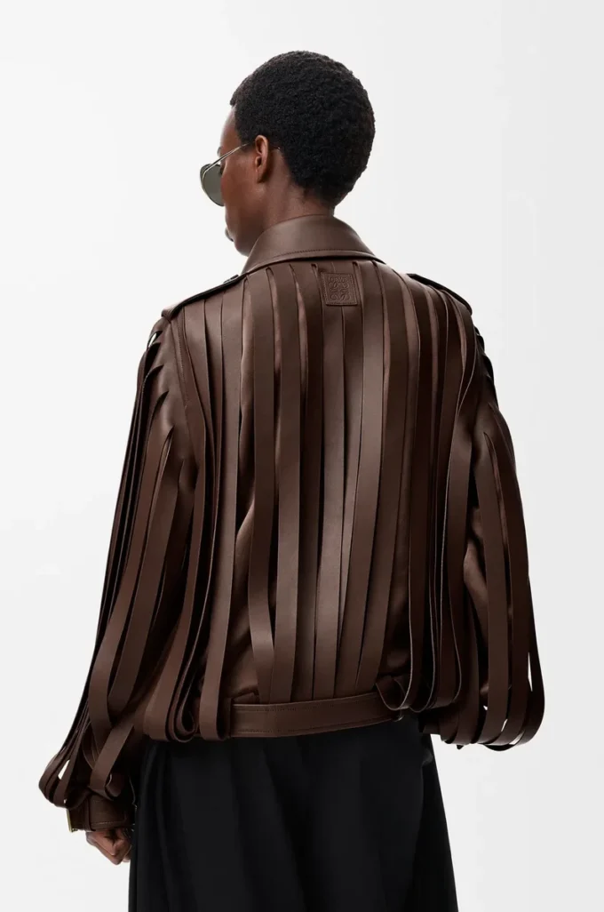 Chaqueta de piel de cordero napa marrón Chaqueta de piel de cordero napa marrón