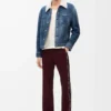 Chaqueta de piel de oveja Blanca/Azul índigo
