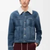 Chaqueta de piel de oveja Blanca/Azul índigo