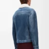 Chaqueta de piel de oveja Blanca/Azul índigo