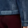 Chaqueta de piel de oveja Blanca/Azul índigo