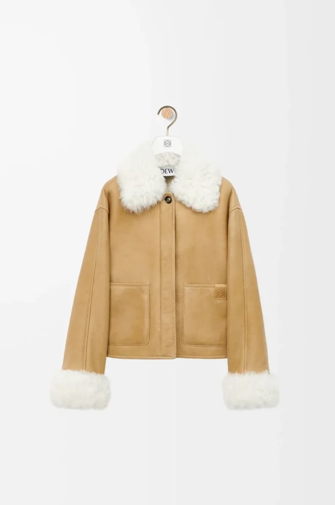Chaqueta de piel de oveja blanca/dorada Chaqueta de piel de oveja blanca/dorada