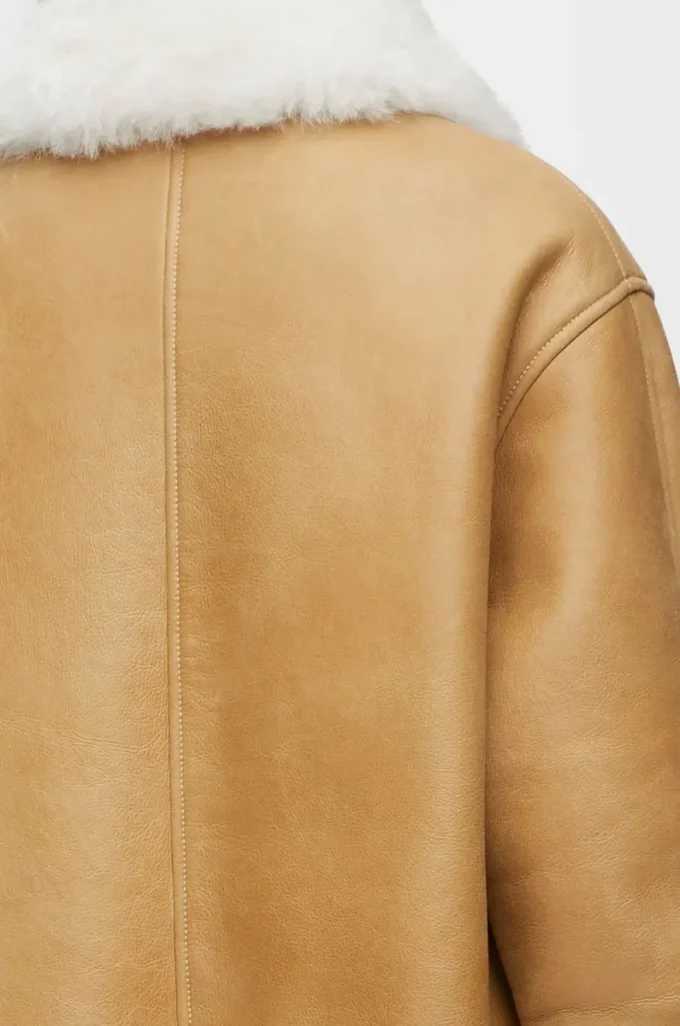 Chaqueta de piel de oveja blanca/dorada Chaqueta de piel de oveja blanca/dorada