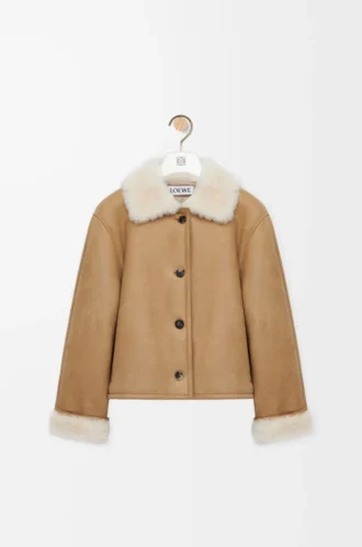 Chaqueta de piel de oveja camel