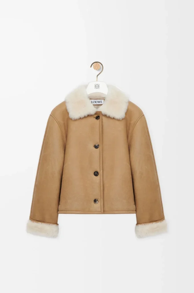 Chaqueta de piel de oveja camel Chaqueta de piel de oveja camel