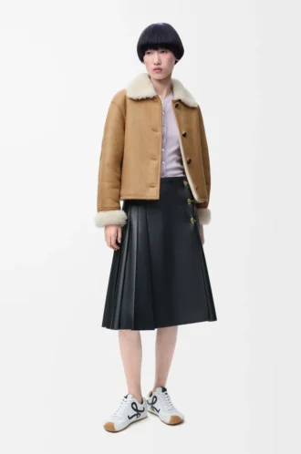 Chaqueta de piel de oveja camel