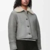 Chaqueta de piel de oveja gris Chaqueta de piel de oveja gris