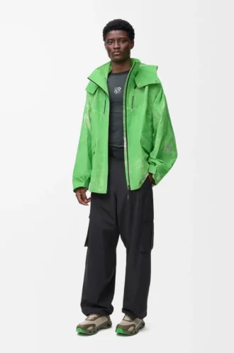 Chaqueta de tejido técnico flocado verde