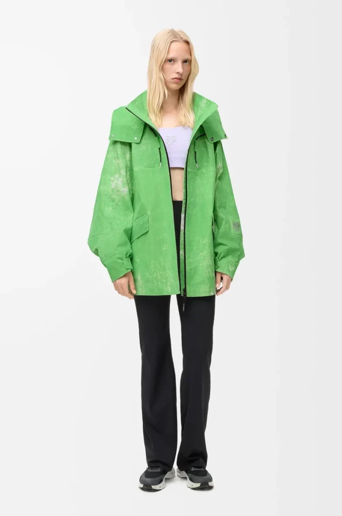 Chaqueta de tejido técnico flocado verde