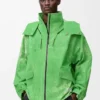 Chaqueta de tejido técnico flocado verde