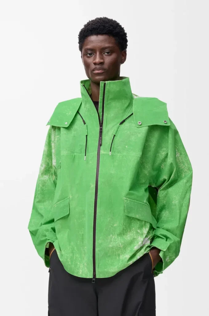 Chaqueta de tejido técnico flocado verde