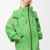 Chaqueta de tejido técnico flocado verde