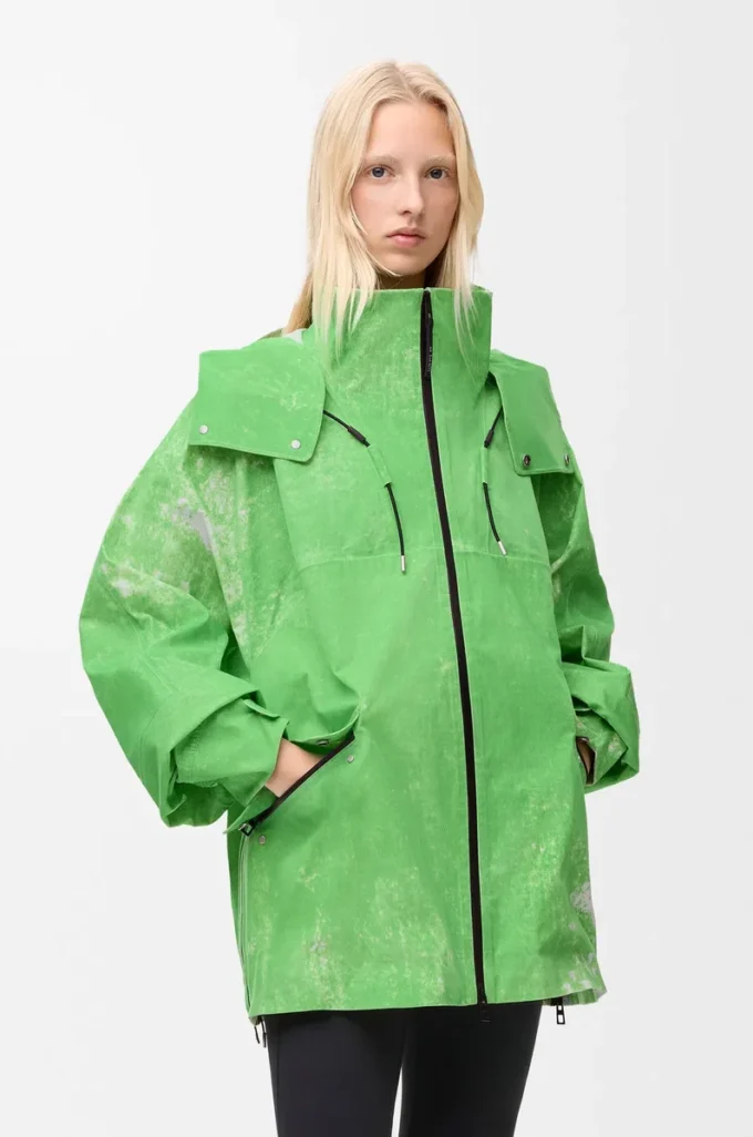 Chaqueta de tejido técnico flocado verde