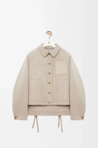 Chaqueta de trabajo de lana y cachemira Beige claro jaspeado Chaqueta de trabajo de lana y cachemira Beige claro jaspeado