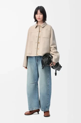 Chaqueta de trabajo de lana y cachemira Beige claro jaspeado Chaqueta de trabajo de lana y cachemira Beige claro jaspeado