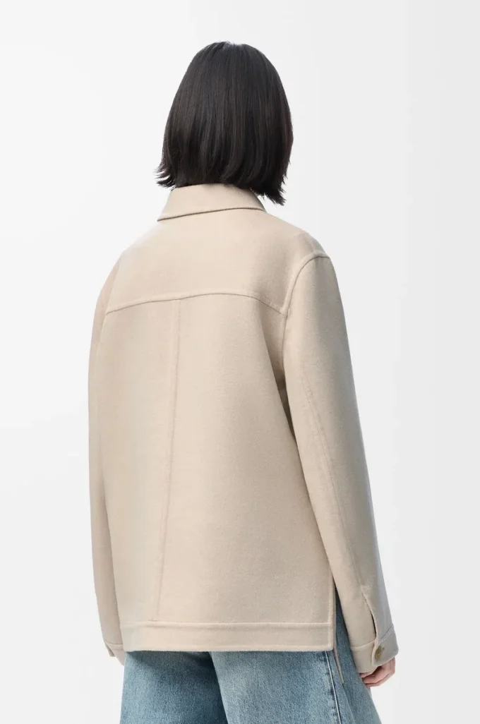 Chaqueta de trabajo de lana y cachemira Beige claro jaspeado