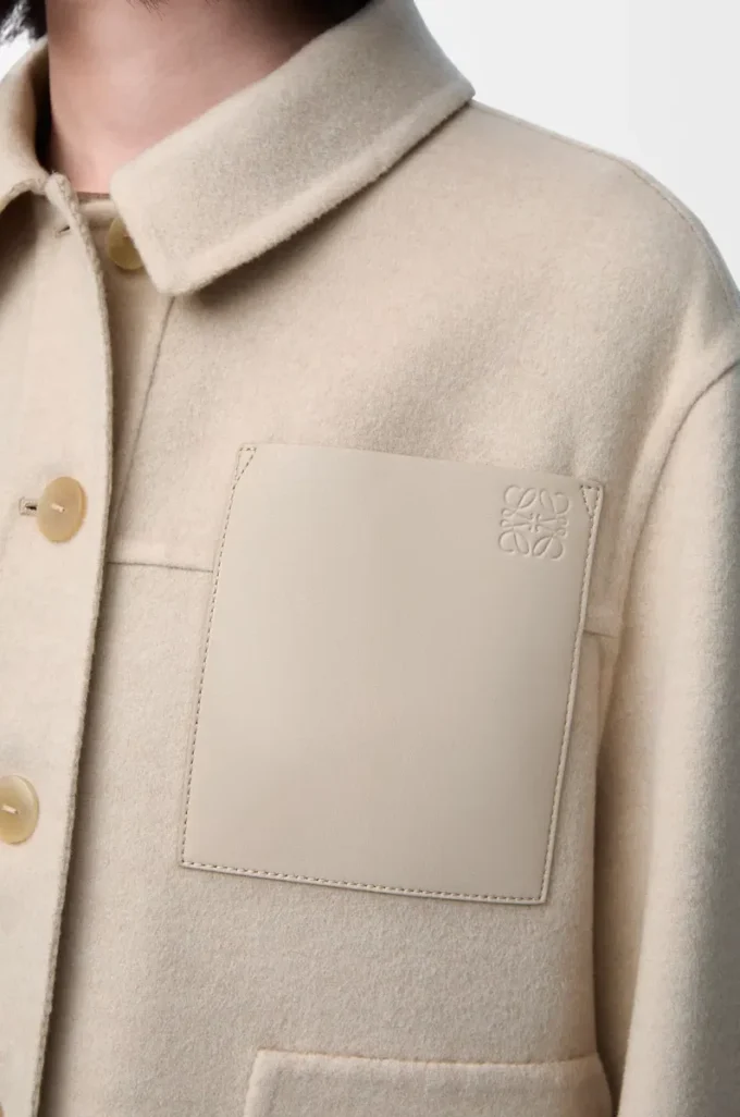 Chaqueta de trabajo de lana y cachemira Beige claro jaspeado