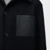 Chaqueta de trabajo de lana y cachemira, color negro.