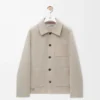 Chaqueta de trabajo de lana y cachemira Light Beige Melange