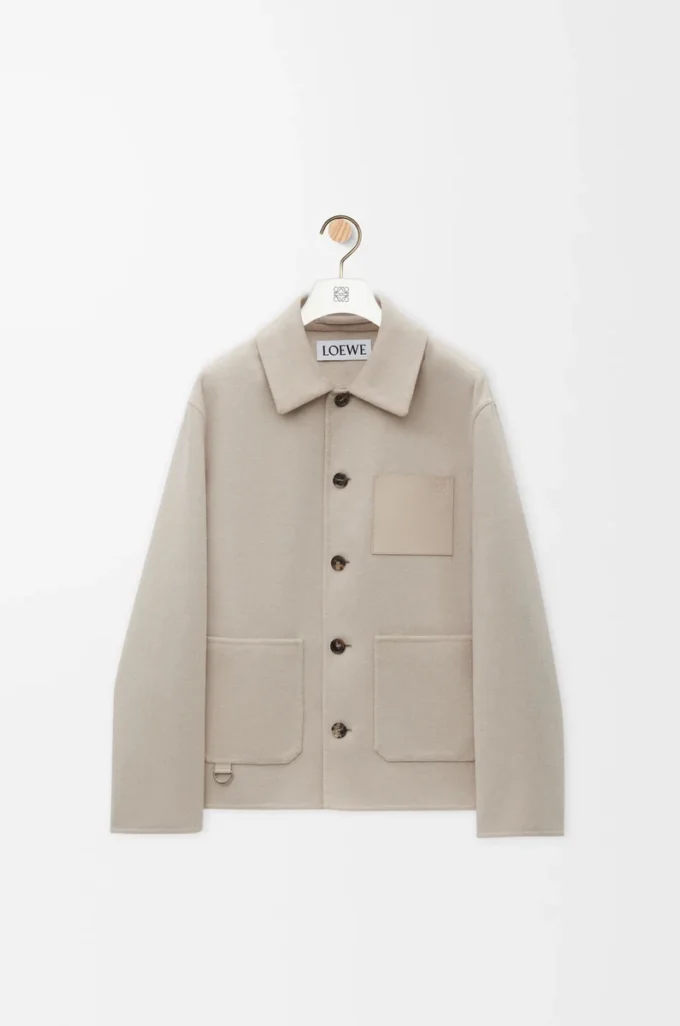 Chaqueta de trabajo de lana y cachemira Light Beige Melange