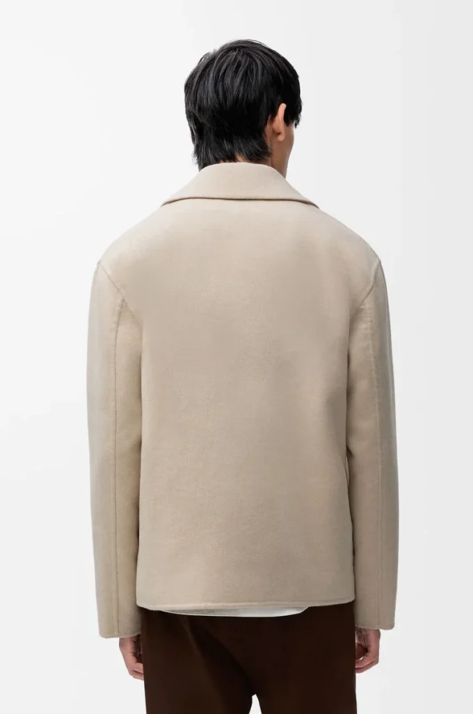 Chaqueta de trabajo de lana y cachemira Light Beige Melange