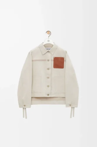 Chaqueta de trabajo en algodón y lino Crudo