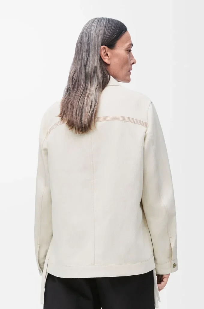Chaqueta de trabajo en algodón y lino Crudo Chaqueta de trabajo en algodón y lino Crudo
