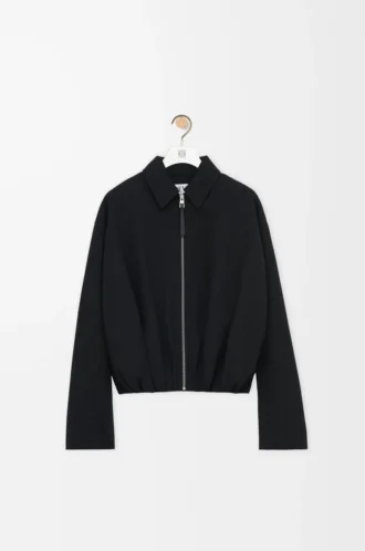Chaqueta drapeada de lana negra