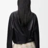 Chaqueta drapeada de piel de cordero napa. Negro Chaqueta drapeada de piel de cordero napa. Negro