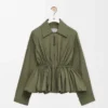 Chaqueta en mezcla de algodón Verde caqui Chaqueta en mezcla de algodón Verde caqui