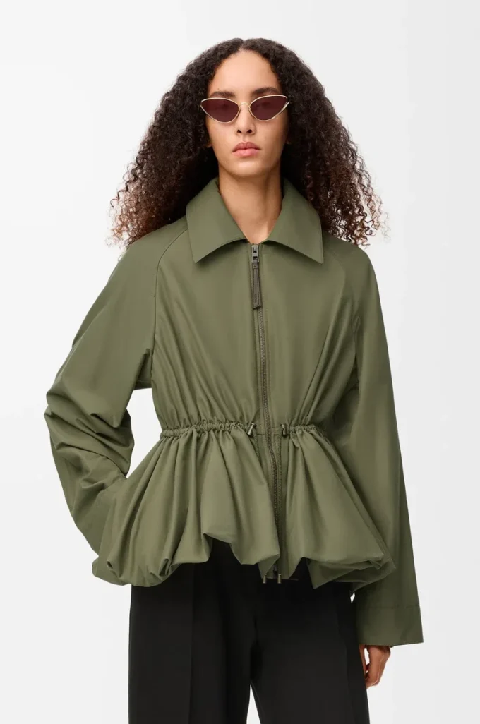 Chaqueta en mezcla de algodón Verde caqui Chaqueta en mezcla de algodón Verde caqui
