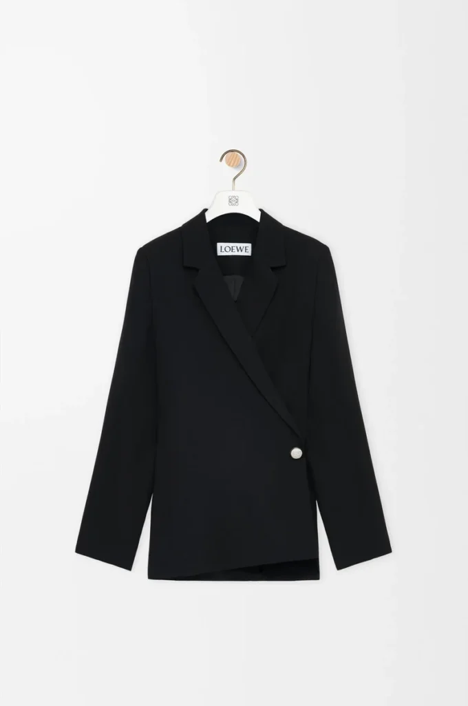 Chaqueta en mezcla de viscosa elástica negra Chaqueta en mezcla de viscosa elástica negra