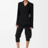 Chaqueta en mezcla de viscosa elástica negra Chaqueta en mezcla de viscosa elástica negra
