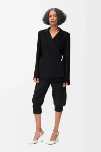 Chaqueta en mezcla de viscosa elástica negra