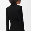 Chaqueta en mezcla de viscosa elástica negra Chaqueta en mezcla de viscosa elástica negra
