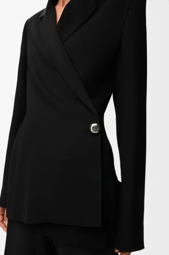 Chaqueta en mezcla de viscosa elástica negra Chaqueta en mezcla de viscosa elástica negra
