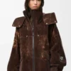 Chaqueta en tejido técnico flocado Marrón chocolate Chaqueta en tejido técnico flocado Marrón chocolate