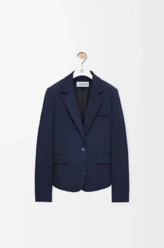 Chaqueta entallada de lana azul marino