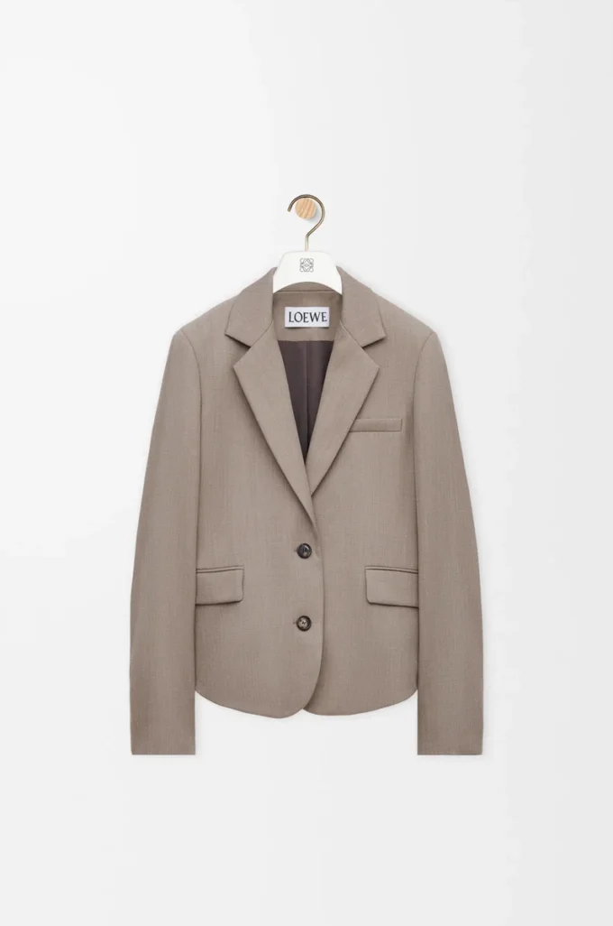 Chaqueta entallada de lana Beige Melange Chaqueta entallada de lana Beige Melange