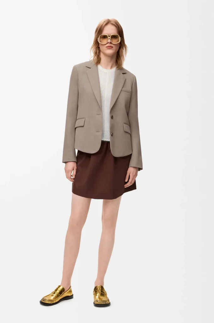 Chaqueta entallada de lana Beige Melange Chaqueta entallada de lana Beige Melange