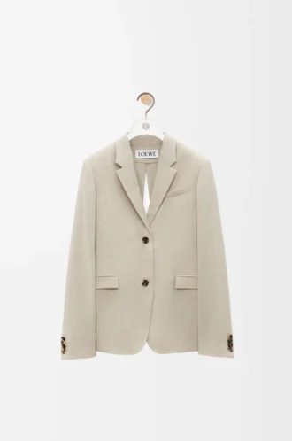 Chaqueta entallada de lana melange beige claro