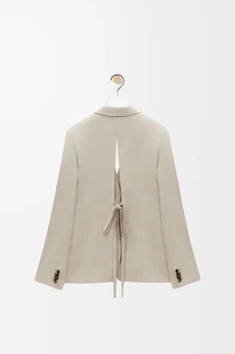 Chaqueta entallada de lana melange beige claro