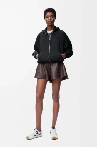 Chaqueta globo en mezcla de cupro Negro Chaqueta globo en mezcla de cupro Negro