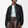 Chaqueta globo en mezcla de cupro Negro Chaqueta globo en mezcla de cupro Negro