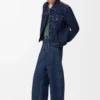 Chaqueta híbrida de denim y piel de becerro napa. Denim crudo