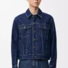 Chaqueta híbrida de denim y piel de becerro napa. Denim crudo