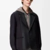Chaqueta híbrida de lana azul marino/gris Chaqueta híbrida de lana azul marino/gris