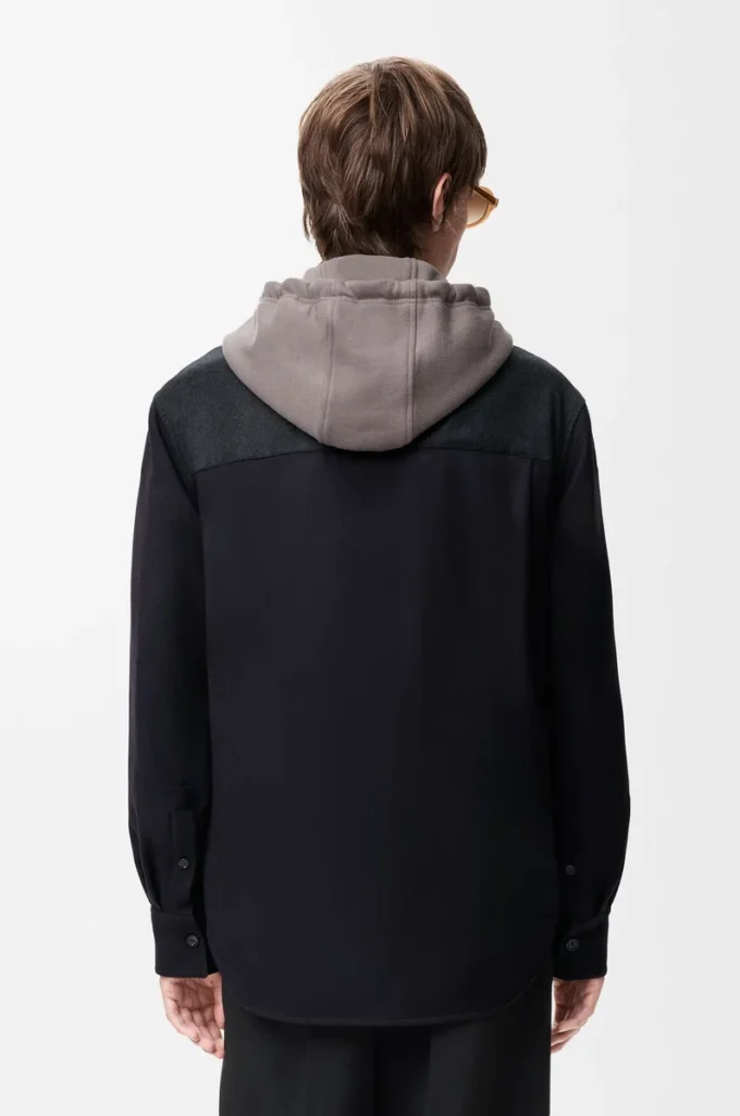 Chaqueta híbrida de lana azul marino/gris Chaqueta híbrida de lana azul marino/gris